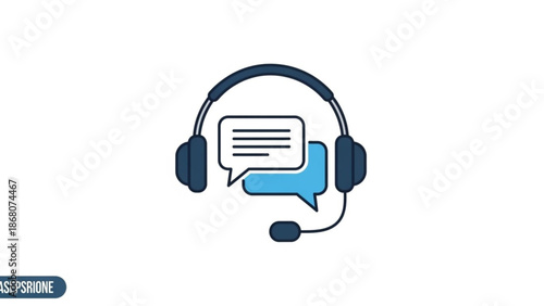 Customer support concept with modern headset and chat bubbles