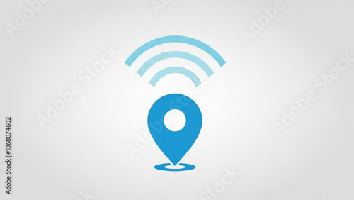Location marker with WiFi signal icon on white background