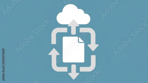 Cloud storage and file synchronization concept with arrows