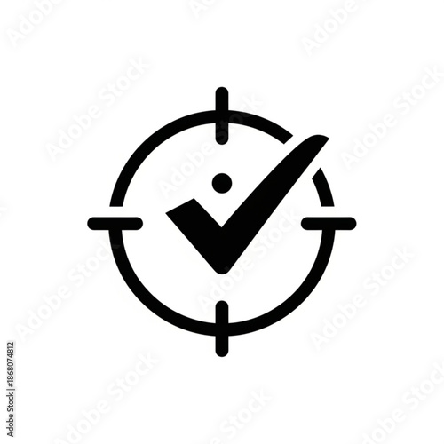 Target with checkmark symbolizing accuracy and validation in a simple graphic representation