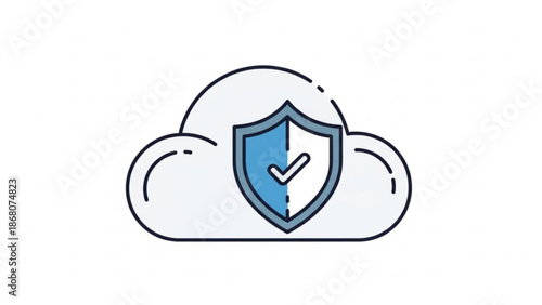 Cloud security shield with checkmark for data protection