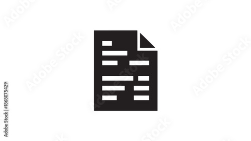 Document icon in flat design with dark gray color and turned down corner for user interface