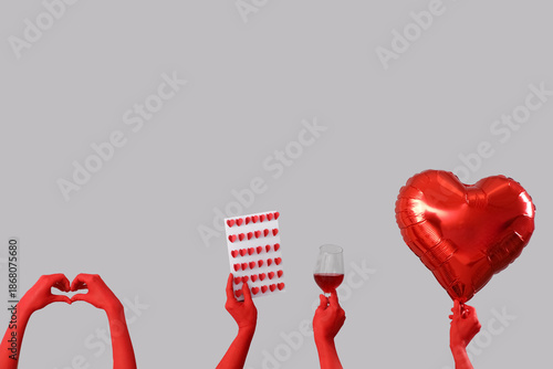 Female hands with wine, car...