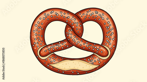 Illustration of a Salted Pretzel with Sesame Seeds.