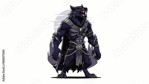 Illustration of a Werewolf in Samurai Armor.