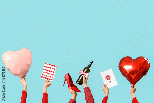 Female hands with balloons,...
