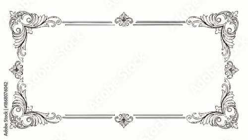 Ornate Rectangular Frame with Decorative Corners.