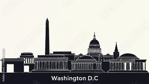 Washington D C Landmark Buildings Illustration.