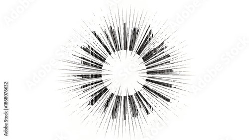 Black and White Radial Lines Pattern.