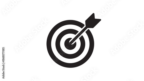 Target with arrow in simple flat design on white background for business icon