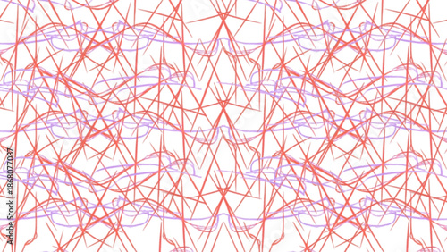 A vibrant vector graphic illustration of intersecting red and purple lines on a white background