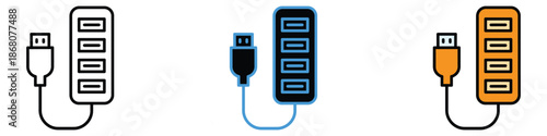 USB hub icon vector. multiple device connectivity option symbol. vector illustration.