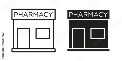 Pharmacy icons. Line Art Style Design Isolated On White