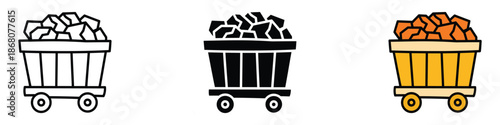 Mining Cart icon vector. industry, resource transportation symbol. vector illustration.
