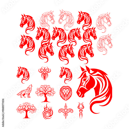 concept of Chinses New Year, horse silhouette pack