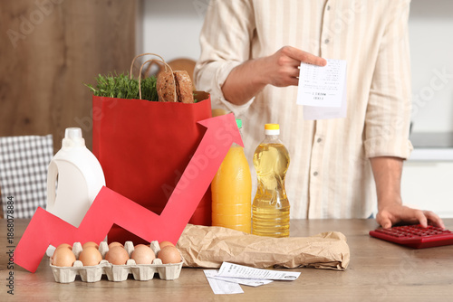 Young man with food product...