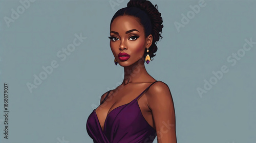 Beautiful African Female Character with dress Vector Illustration.