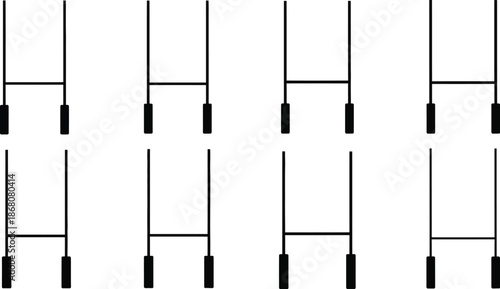 American football goalposts in a grid pattern on transparent background silhouette