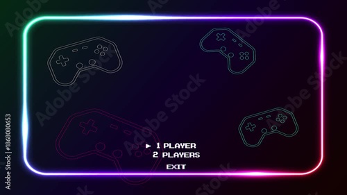 Start new game by selecting a player or exiting the game's main menu. Modern trendy game background with lighting effect.