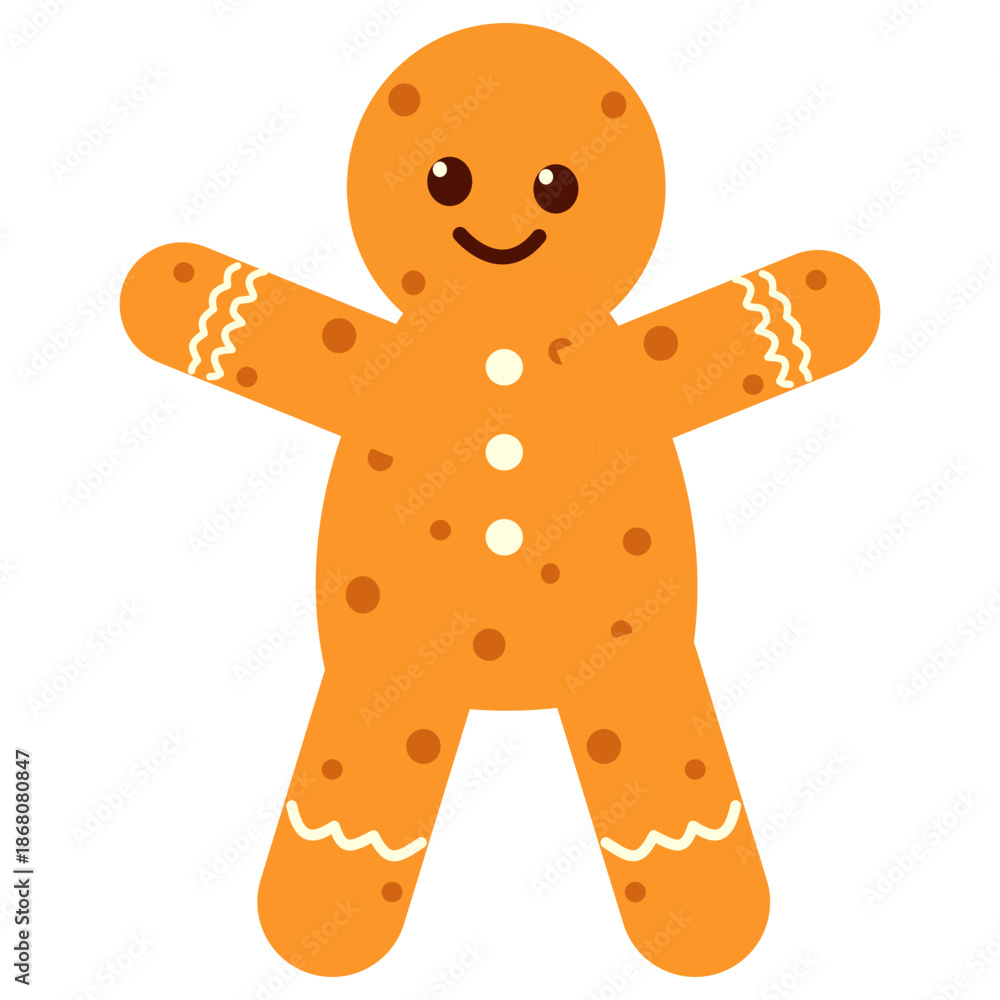 Obraz premium Cute Gingerbread Man Cookies Character. Isolated on White Background.