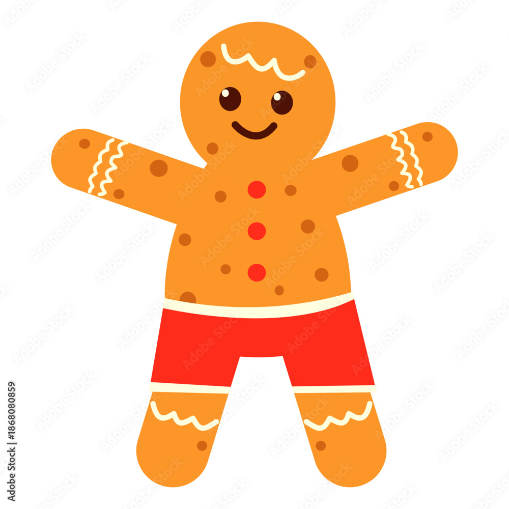 Obraz premium Cute Gingerbread Man Cookies Character. Isolated on White Background.