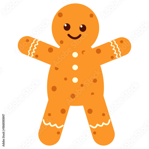 Cute Gingerbread Man Cookies Character. Isolated on White Background.