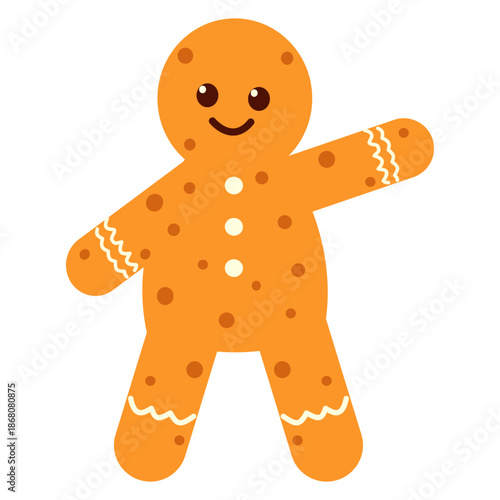 Cute Gingerbread Man Cookies Character. Isolated on White Background.