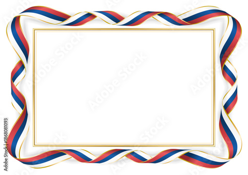 Schilderij op canvas horizontal frame and border with Serbian flag