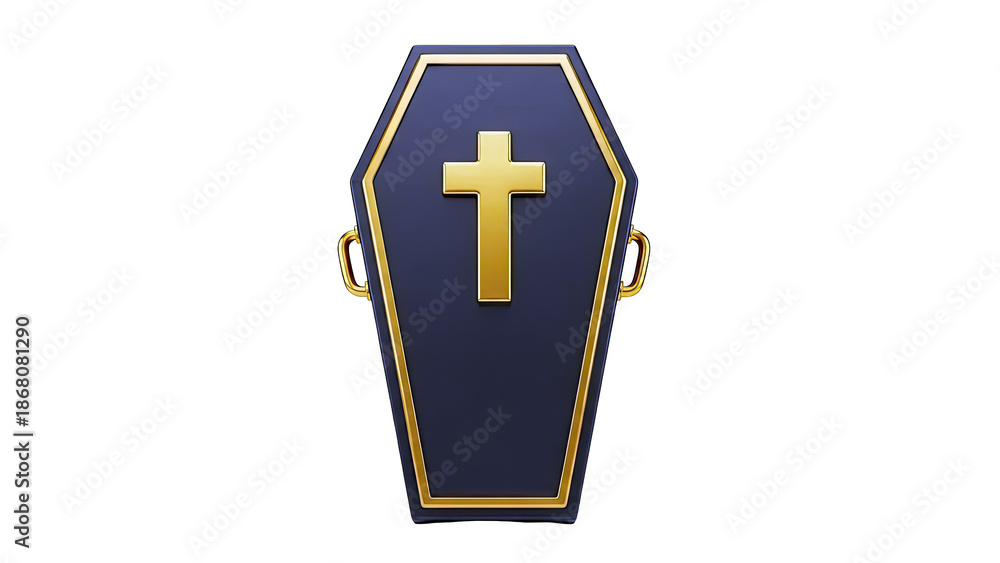 Obraz premium Ornate Black Coffin with Golden Cross and Handles