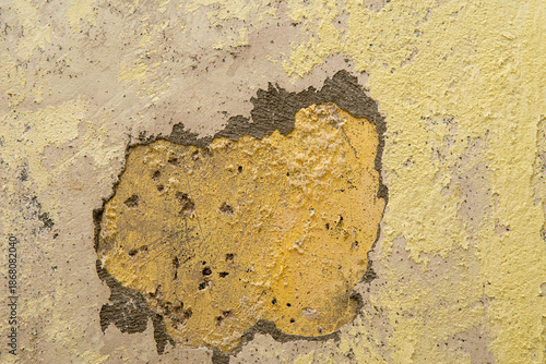Bild auf Leinwand Damaged wall showing peeling paint, saltpeter, texture, and underlying plaster