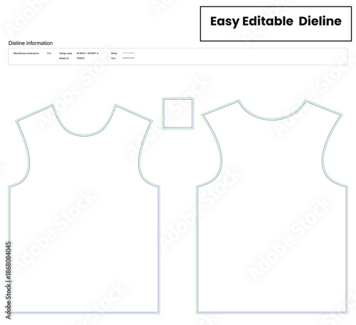 crew neck sleeveless shirt dieline template box dieline die lines packaging custom dieline  box cardboard box dieline pizza box dieline printable product packaging layout,