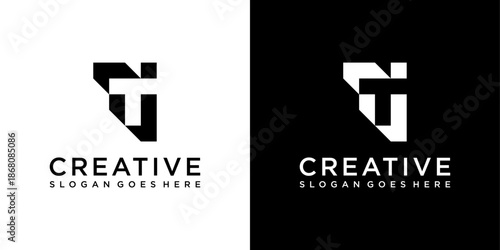 TJ or JT initial letter logo design vector template