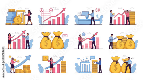 Set of mini business concepts of entrepreneurs. Concepts for web design.eps