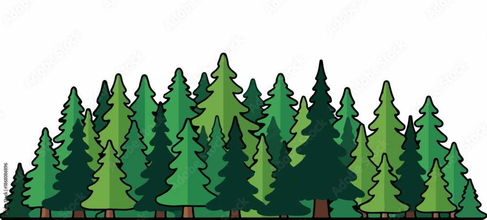 Εκτύπωση καμβά A dense, stylized forest of evergreen trees in varying shades of green