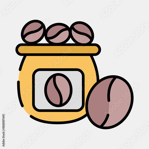 Icon coffee bean. Coffee shop elements. Icon in filled line style.