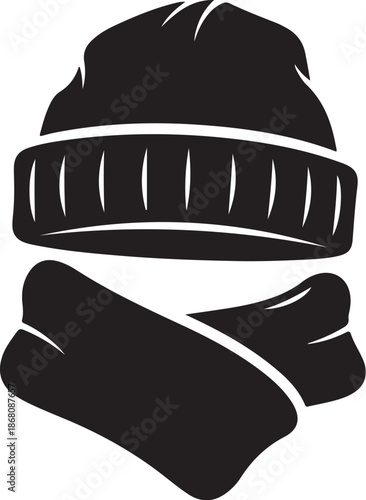 Winter Hat and Scarf Silhouette Icon