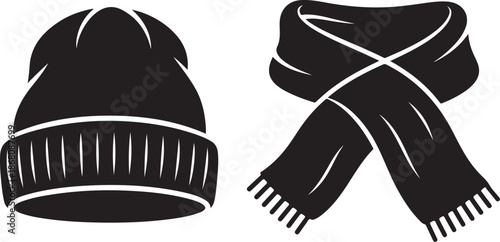 Winter Hat and Scarf Silhouette Icon
