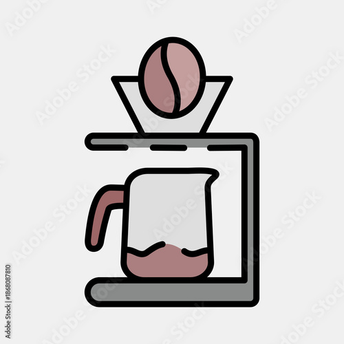 Icon coffee dripper. Coffee shop elements. Icon in filled line style.