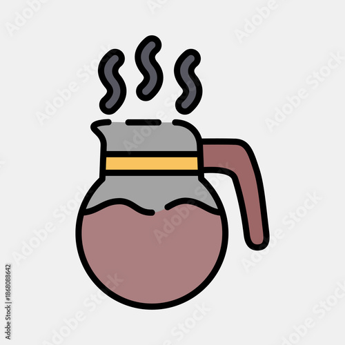 Icon coffee pot. Coffee shop elements. Icon in filled line style.