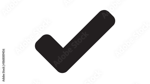 Black checkmark icon in simple minimalist design with bold solid color on white background for user interface