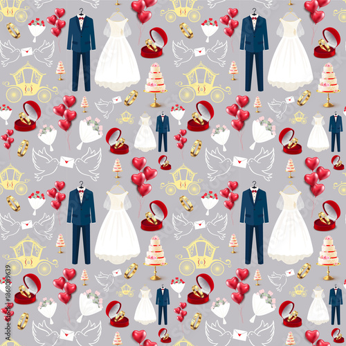 Wedding Seamless Pattern for Print