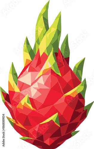 dragonfruit with lowpoly art, eps 10 illustration
