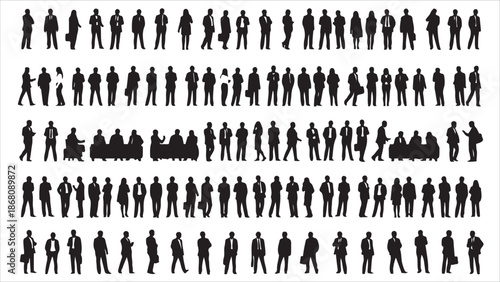 Business People Silhouette Group – Standing Teamwork Concept Vector EPS 10.