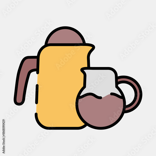 Icon milk and syrup. Coffee shop elements. Icon in filled line style.