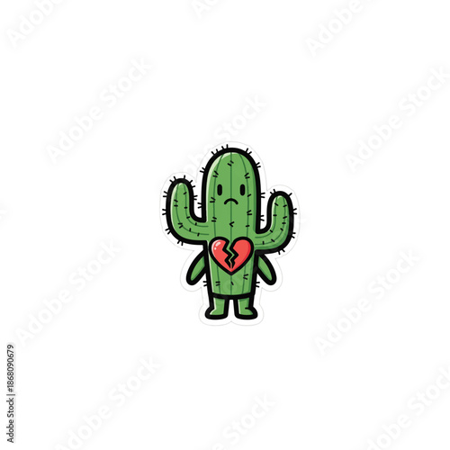 Sad Cactus Heartbreak Sticker