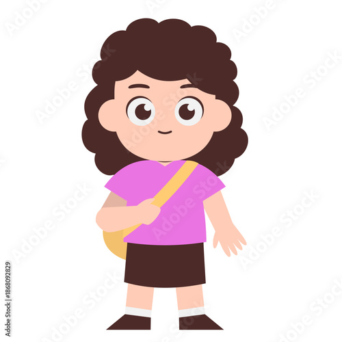 Cute Kid Carrying Backpack Character