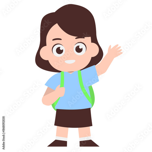 Cute Kid Carrying Backpack Character