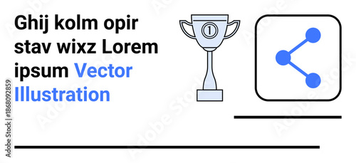 Achievement, teamwork, connectivity, sharing, collaboration, success. Trophy accomplishment while the share icon s connection and digital sharing. Achievement and teamwork concept