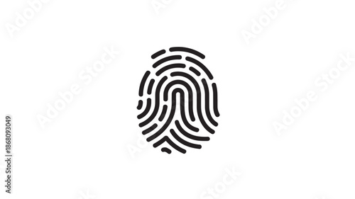 Fingerprint icon in minimalist style with high contrast black and white for security and identity