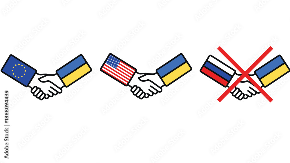 Obraz premium Handshake between Ukraine and international partners, rejecting Russian influence